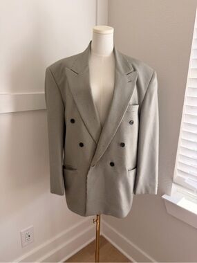 Vintage Falcone Black & White Houndstooth Double-Breasted Blazer